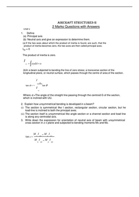 Aircraft Structures 1 2 Marks