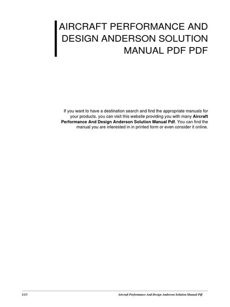 Read Aircraft Performance Design Solution Manual 