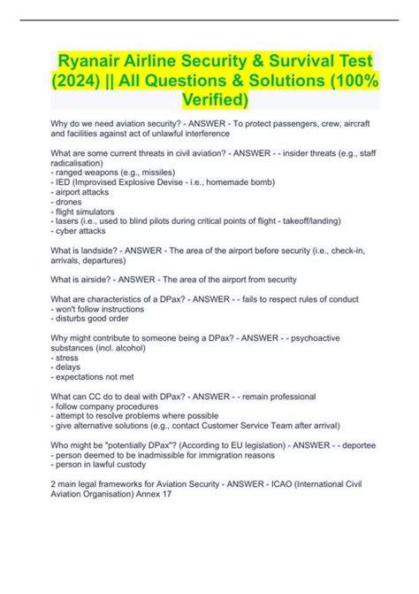 airline security training test questions