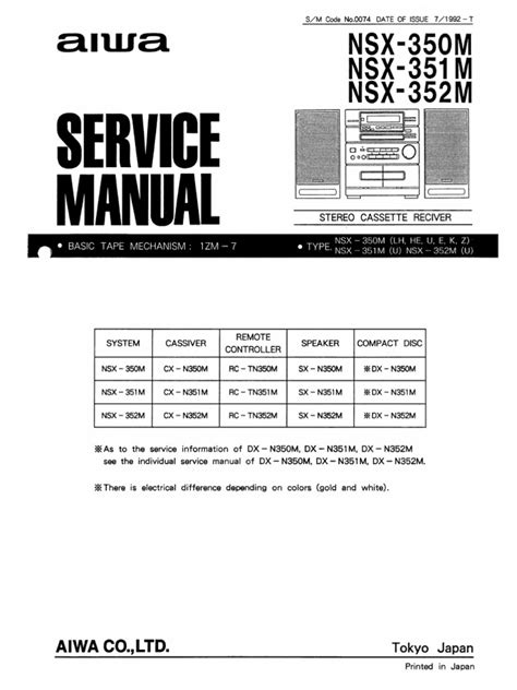 Read Online Aiwa Nsx 350M Manual 