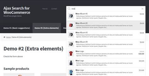 ajax search for woocommerce