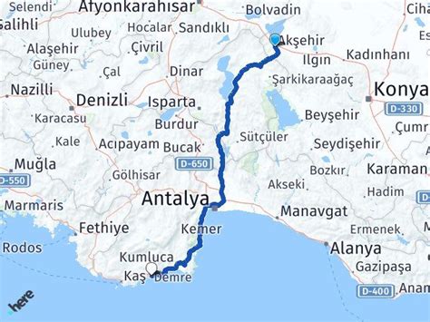 akşehir antalya arası kaç km