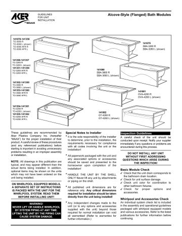 Download Aker Bathtubs User Guide 
