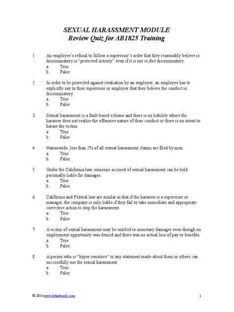 ako sexual harassment exam answer