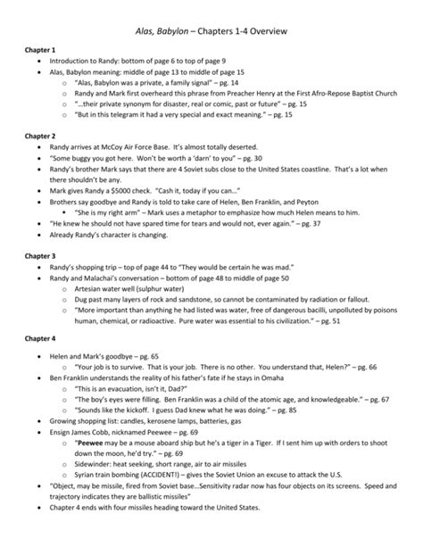 Alas Babylon Chapter 1 Summary