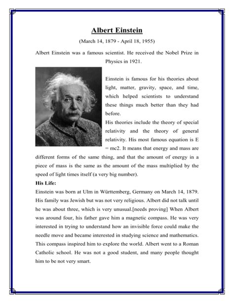 albert einstein small biography example