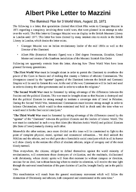 Albert Pike Letter