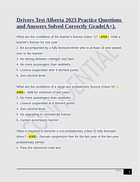 Alberta Drivers Test Practice