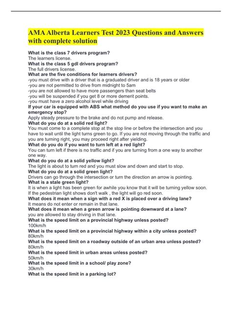Alberta Learners Practice Test