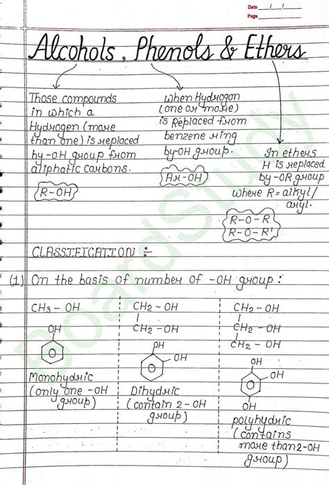 Alcohol Phenol And Ether Notes