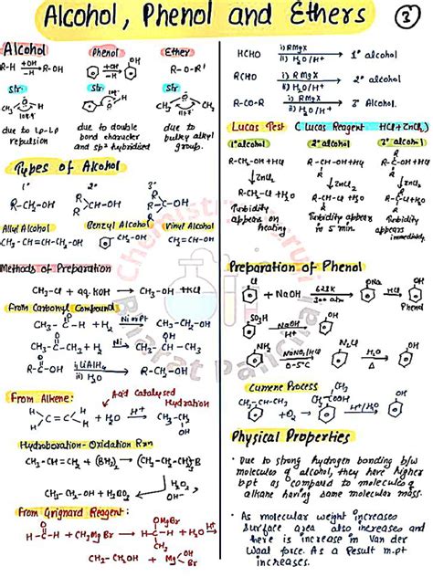 Alcohol Phenol And Ethers Notes