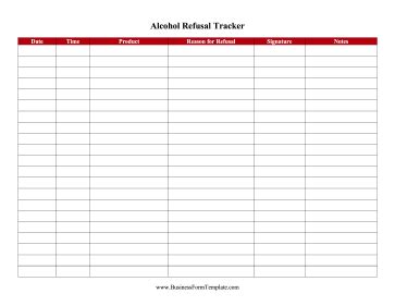 Alcohol Refusal Log
