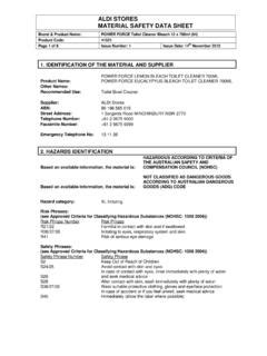 Read Online Aldi Material Safety Data Sheets 