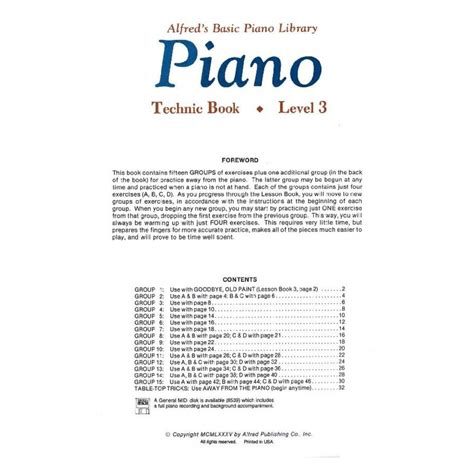 Alfreds Basic Piano Library Technic Book Level 1b