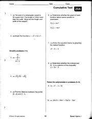 algebra 1 assessment cumulative test answers