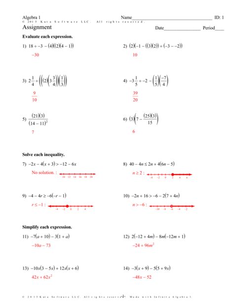 Algebra 1 Assignment Factor Each Completely Answers