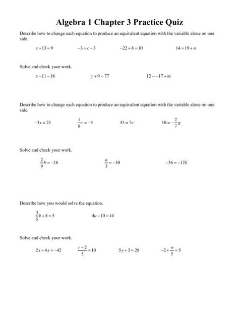 Algebra 1 Chapter 3 Answer Key
