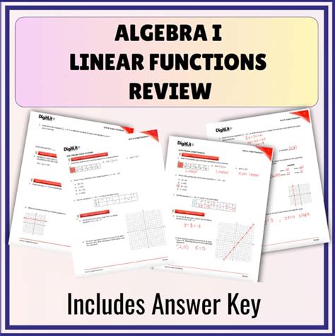 Algebra 1 Linear Functions Review Answer Key