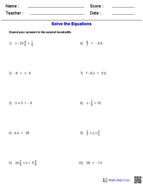 Algebra 1 Practice Problem Solving Exercises Answers