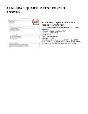 algebra 1 quarter test form g answers