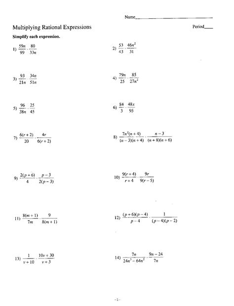 Algebra 1 Rational Expressions Worksheets Adding And Subtracting Adding Subtracting Rational Expressions Worksheet - Adding Subtracting Rational Expressions Worksheet