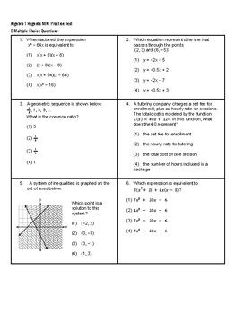 algebra 1 regents practice test