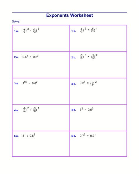 Algebra 1 Worksheets Exponents Worksheets Exponents 5th Grade Worksheet - Exponents 5th Grade Worksheet