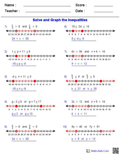 Algebra 1 Worksheets Inequalities Worksheets One Variable Inequalities Worksheet - One Variable Inequalities Worksheet