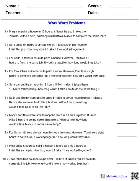 Algebra 1 Worksheets Word Problems Worksheets Math Aids Algebra 1 Worksheet Answers - Algebra 1 Worksheet Answers