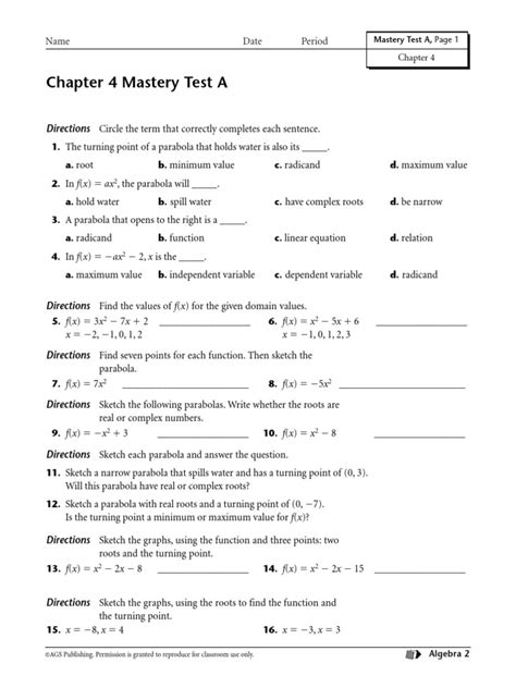 Algebra 2 Chapter 4 Mrs Smith