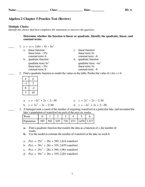 Algebra 2 Chapter 5 Practice Workbook Answers Lalianore