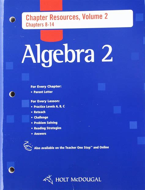 Algebra 2 Chapter Resources Volume 1 Chpaters 1 6 Common Core Edition Isbn 9780547710556 2011 By Holt Mcdougal