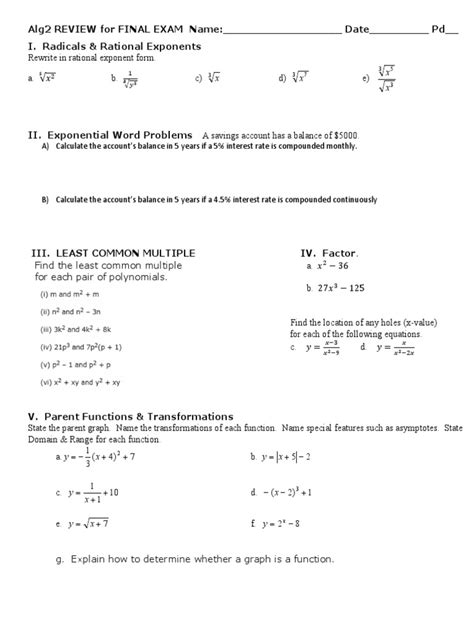 algebra 2 final homework market