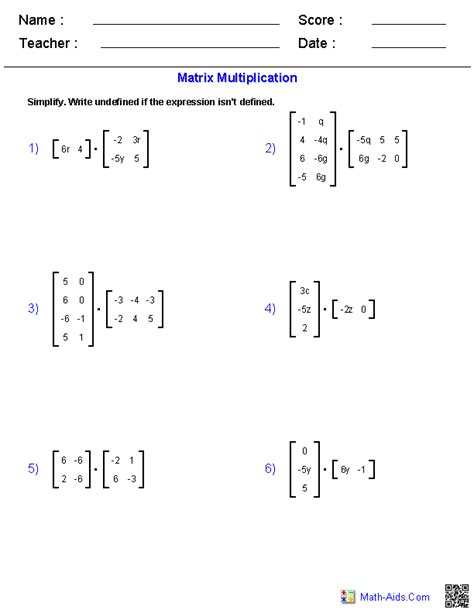 Algebra 2 Matrix Multiplication Worksheet Answers Adding Matrices Worksheet - Adding Matrices Worksheet