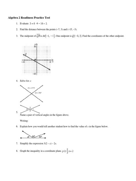 algebra 2 readiness test practice