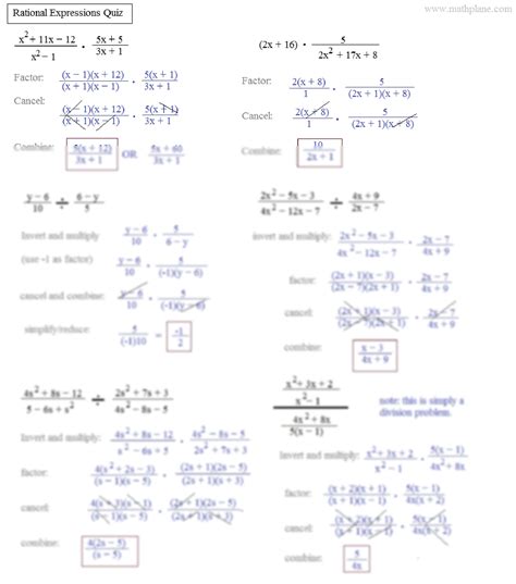 Algebra 2 Test Answer Rational Expressions