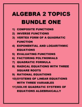 Algebra 2 Topics