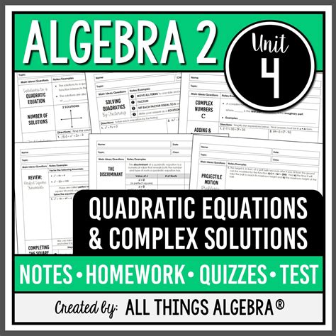 Algebra 2 Unit 4 Assignment 1 Answers