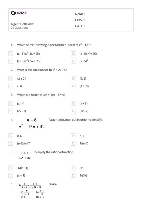 algebra 2 week 12 test