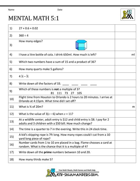 Algebra And Geometry Challenges For 5th Grade Education 5th Grade Geometry Activities - 5th Grade Geometry Activities