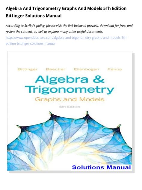 Algebra And Trigonometry Graphs Models And Graphing Calculator Manual Package 4th Edition By Marvin L Bittinger 2008 01 25