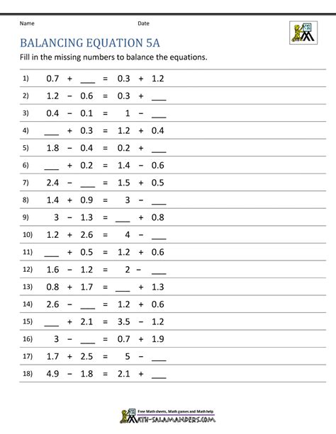 Algebra Balance Equations 5 Grade Algebra Grade 5 - Algebra Grade 5