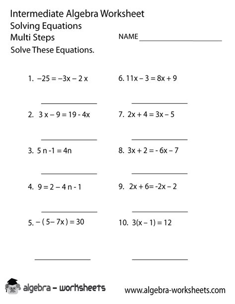 Algebra Expressions And Equations Worksheet Basic Algebra Equations Worksheet - Basic Algebra Equations Worksheet