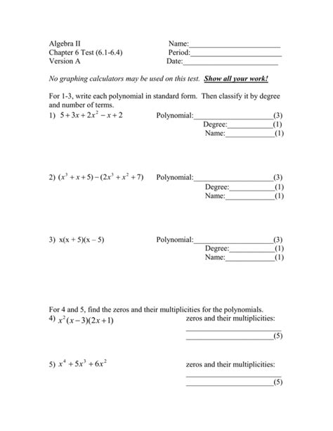 Algebra Ii Chapter 6 Polynomials Test Error Analysis 3