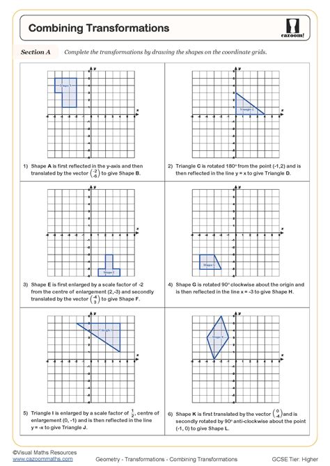 Algebra Master Combined Transformations Worksheet - Combined Transformations Worksheet