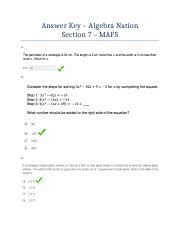 Algebra Nation Section 7 Test Yourself Answers