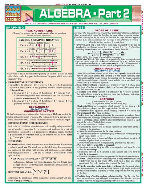 Algebra, Part 2 ( Quick Study)