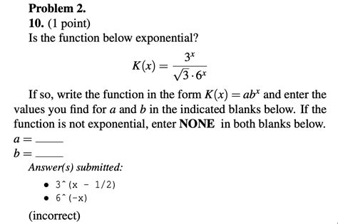 algebra precalculus Determining whether the function is exponential