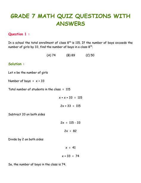 Algebra Questions With Answers For Grade 9 Algebra Questions Grade 9 - Algebra Questions Grade 9