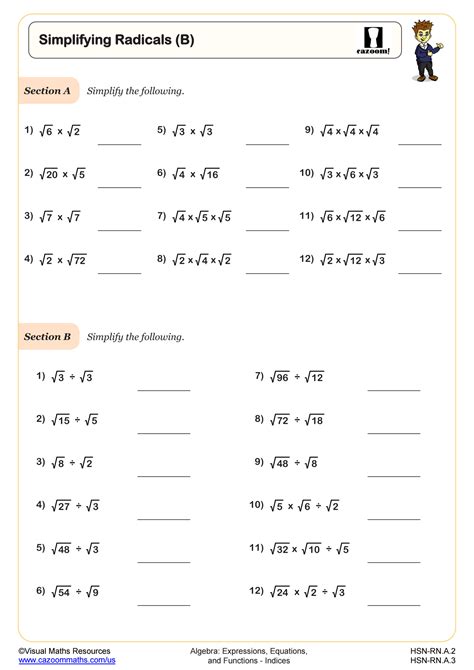 algebra simplifying radicals test answers